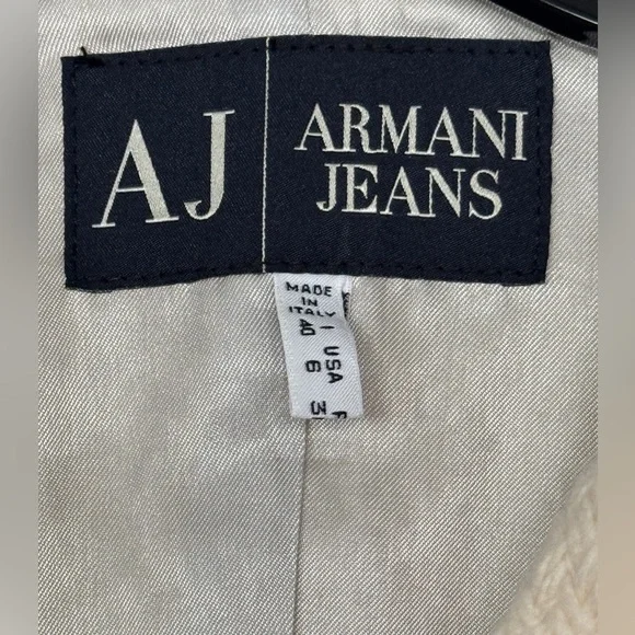 Armani Jeans vintage cream textured wool blazer size 6 - Picture 4 of 8